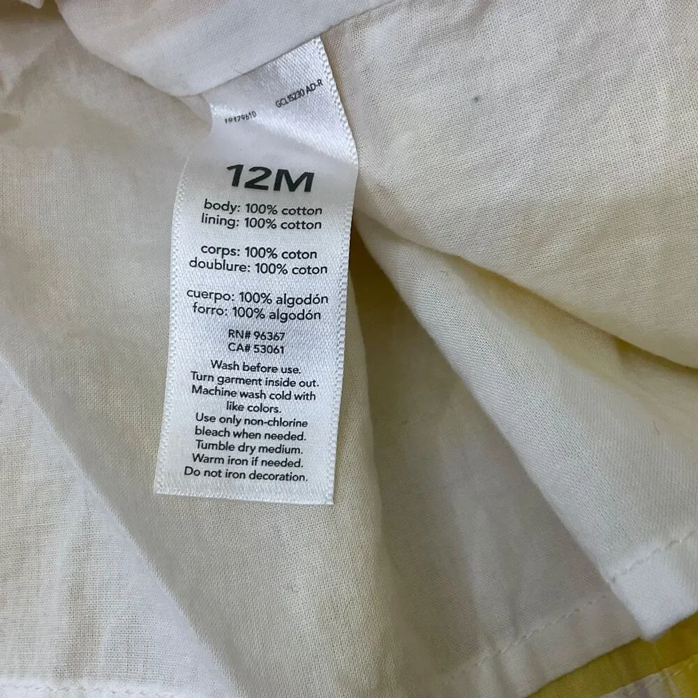 OshKosh b'Gosh Girls 12M Sleeveless Gingham Sundress Lined buttons in back